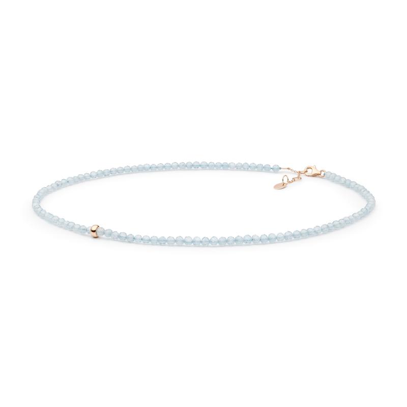 Colier acvamarin si argint placat cu aur roz 40 cm DiAmanti 222-55-G (Argint 925‰ 0,85 g.)