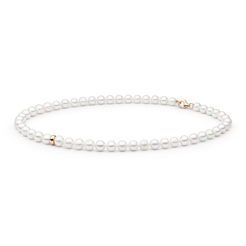 Colier perle naturale albe si argint placat cu aur roz 40 cm DiAmanti 222-66C-G (Argint 925‰ 1 g.)