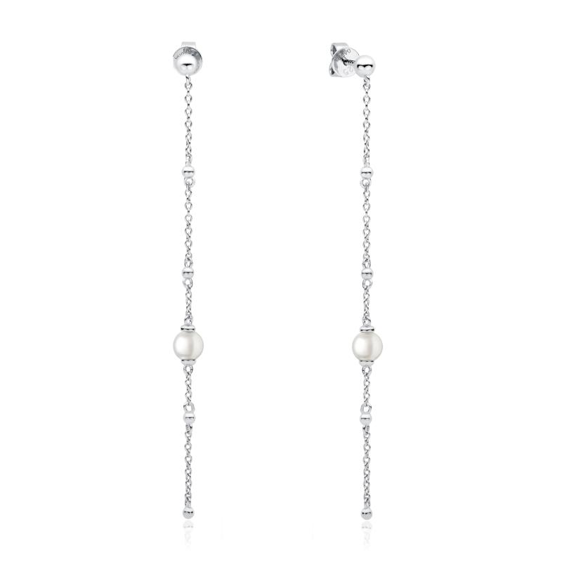 Cercei lungi cu lantisor de argint cu perle naturale albe DiAmanti SK22235E_W-G (Argint 925‰ 2 g.)