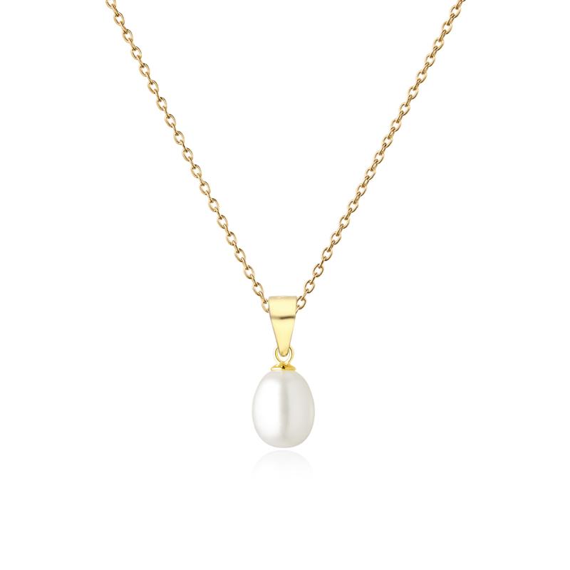 Lantisor argint placat cu aur galben cu perla naturala alba DiAmanti AP14697_Necklace-AS (Argint 925‰ 1,95 g.)