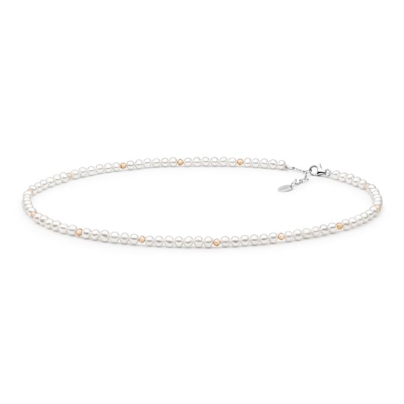 Colier perle naturale si pietre cu argint 40 cm DiAmanti 222-65-G (Argint 925‰ 0,65 g.)