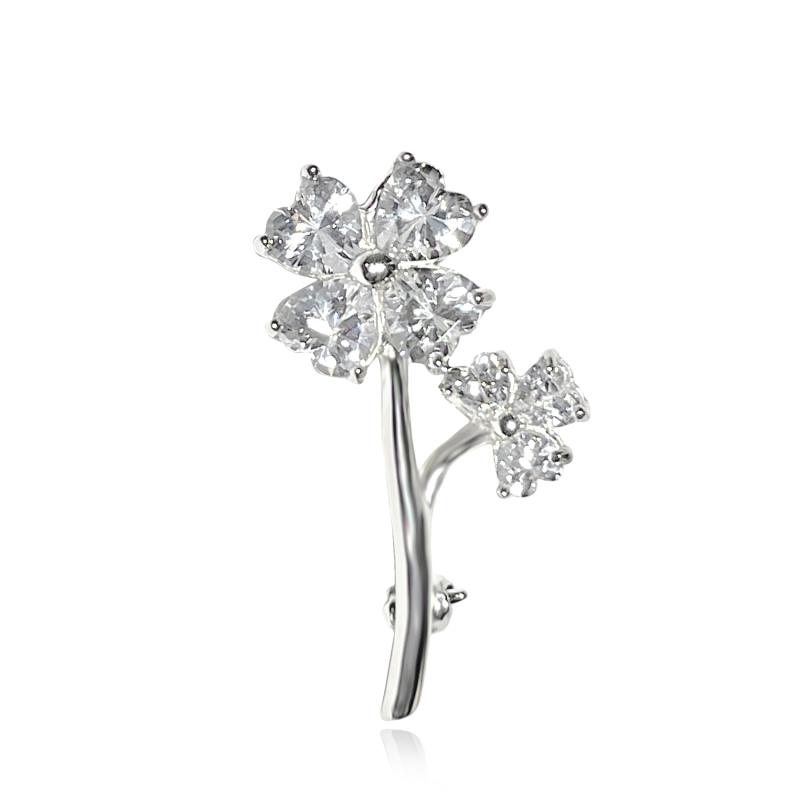 Brosa argint floare cu cristale DiAmanti BRO-002-AS (Argint 925‰ 5,3 g.)