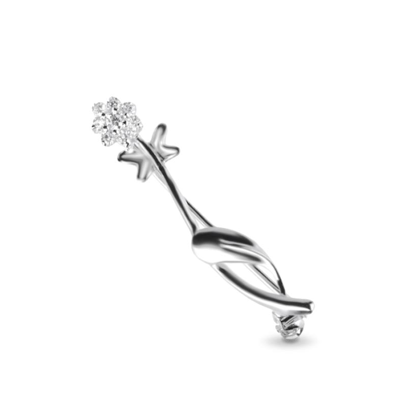 Brosa argint floare cu cristale DiAmanti FC0043-AS (Argint 925‰ 2,2 g.)