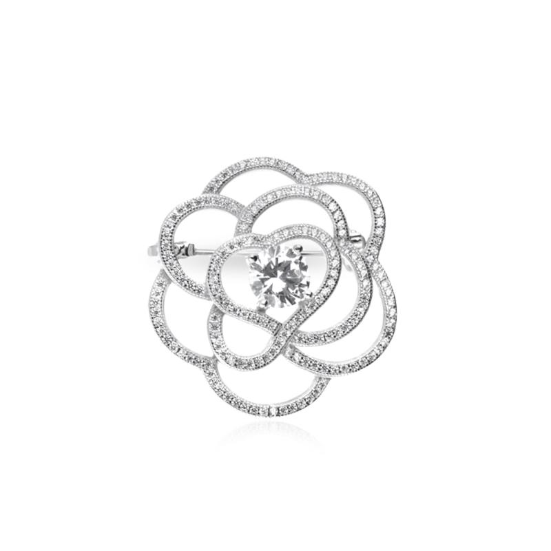Brosa argint floare cu cristale DiAmanti MVP-0066RD-AS (Argint 925‰ 5,1 g.)