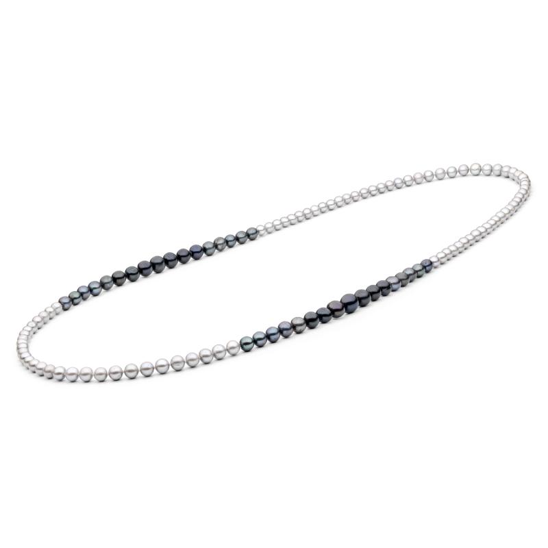 Colier lung 90 cm cu perle naturale gri-negre DiAmanti 194-42O-R-G