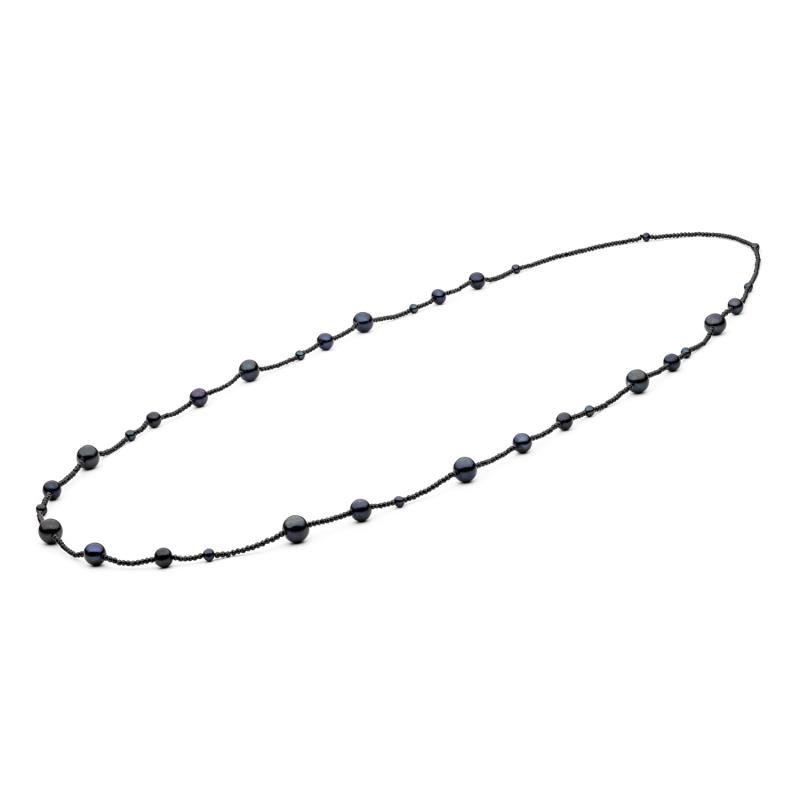 Colier lung 100 cm cu perle naturale negre și spinel DiAmanti 214-31-G