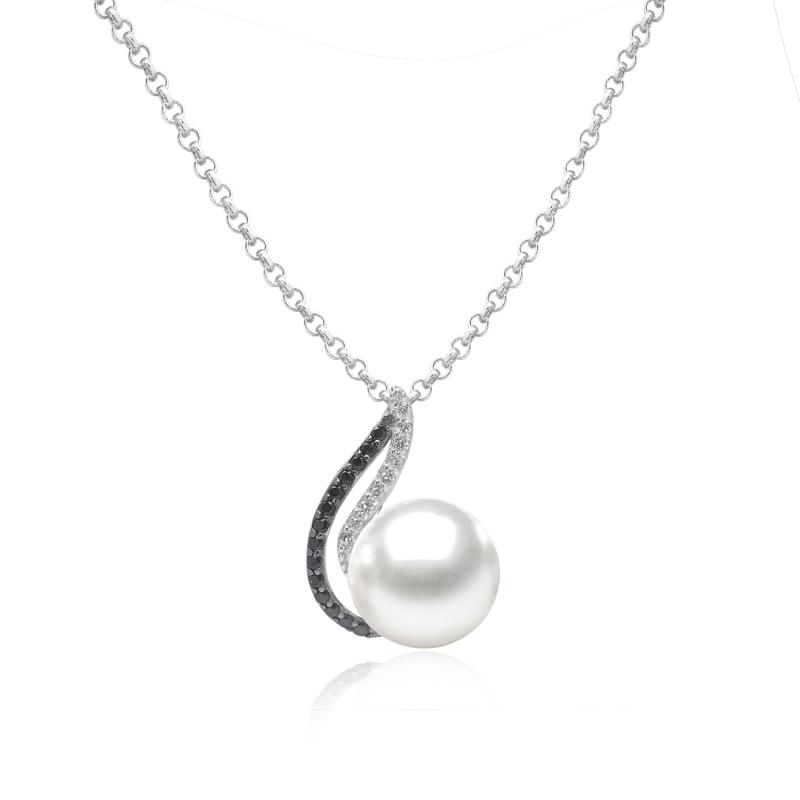 Colier argint cu perla naturala alba si cristale DiAmanti SK19111P_W-G (Argint 925‰ 3,5 g.)