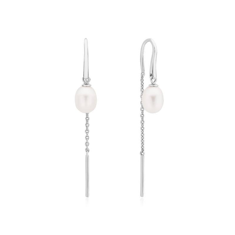 Cercei lungi cu lant si perle naturale albe din argint DiAmanti SK23109E_W-G (Argint 925‰ 0,8 g.)