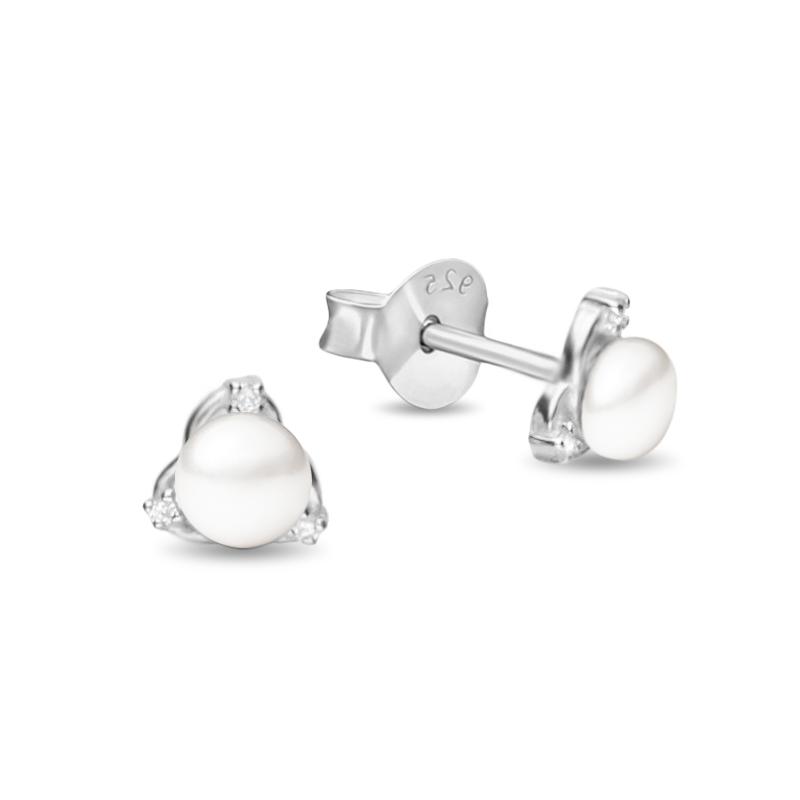 Cercei argint cu perle naturale albe si pietre DiAmanti RE0725ERH-AS (Argint 925‰ 0,95 g.)