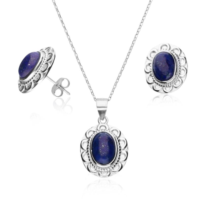 Set argint cercei si lantisor cu Lapis Lazuli DiAmanti AE21671-S-AS (Argint 925‰ 6,85 g.)