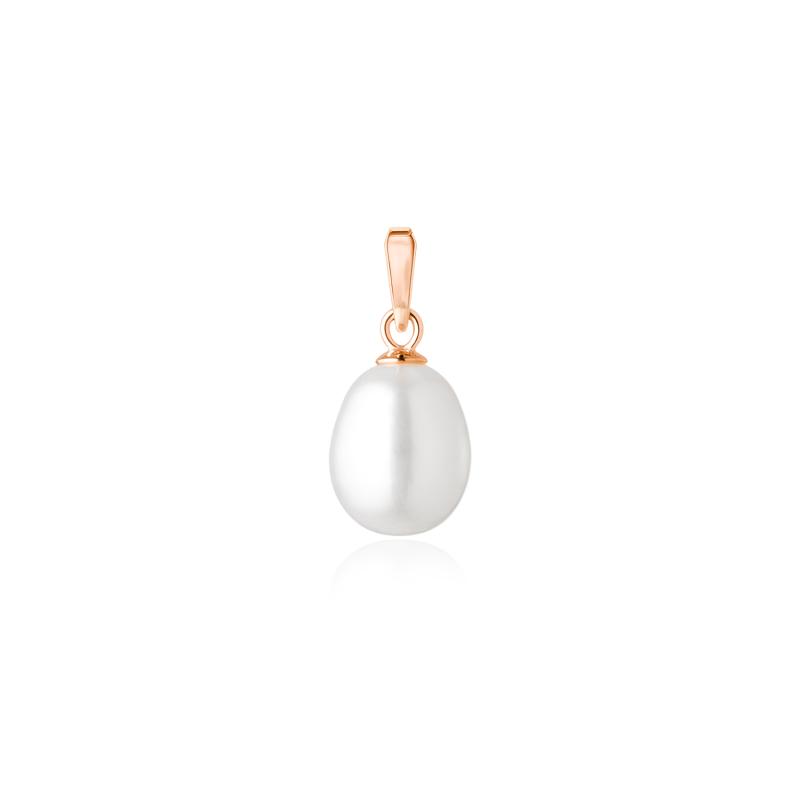 Pandantiv perla naturala alba si argint placat cu aur roz DiAmanti PR-PFD19-W-G (Argint 925‰ 0,14 g.)