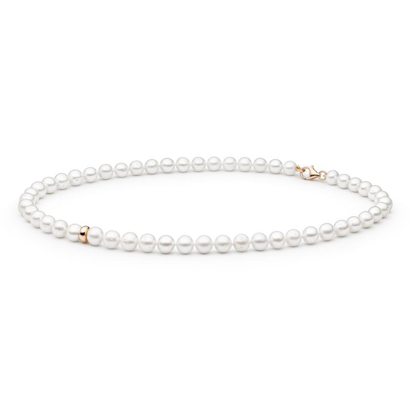 Colier perle naturale albe si argint placat cu aur roz 45 cm DiAmanti 222-66-G (Argint 925‰ 1 g.)