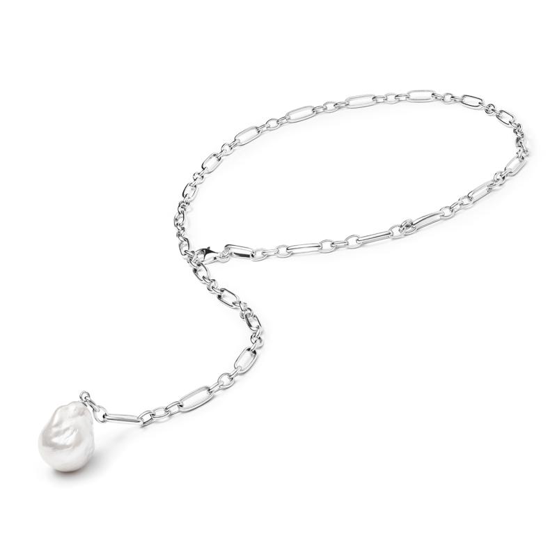 Colier argint cu perla naturala alba DiAmanti L202-70_W-G (Argint 925‰ 14,5 g.)