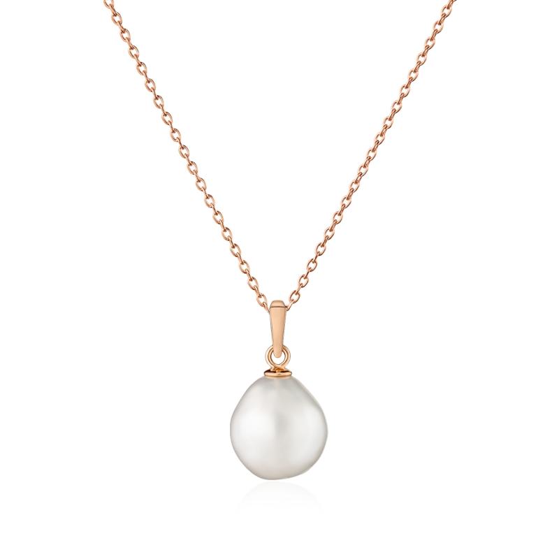 Lantisor argint placat cu aur roz cu perla naturala alba DiAmanti PR-PFK110_W_Necklace-G (Argint 925‰ 1,5 g.)