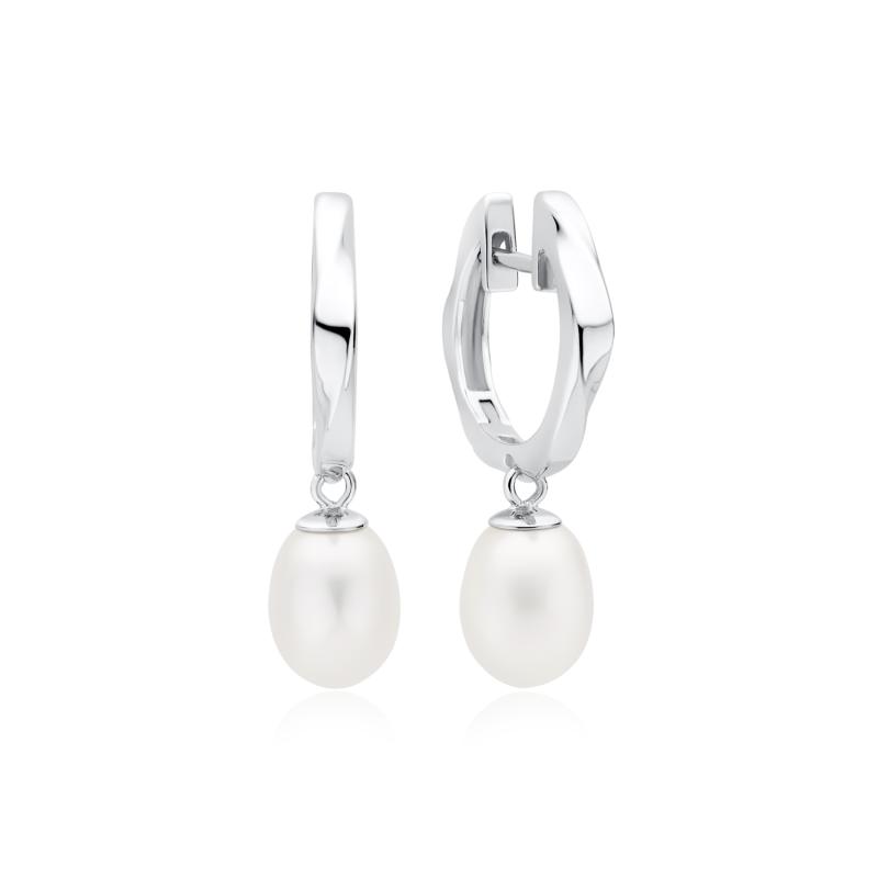 Cercei rotunzi argint cu perle naturale albe DiAmanti SK22218EL_W-G (Argint 925‰ 3,15 g.)
