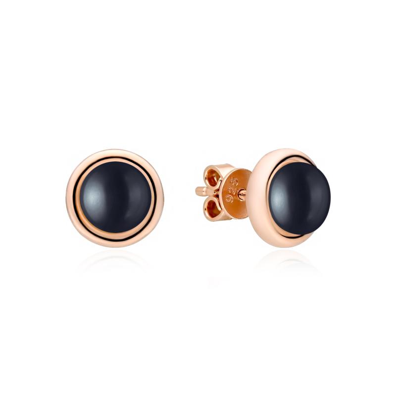 Cercei argint placati cu aur roz cu perle naturale negre cu reflexii DiAmanti SK22525GE_B-G (Argint 925‰ 2,6 g.)