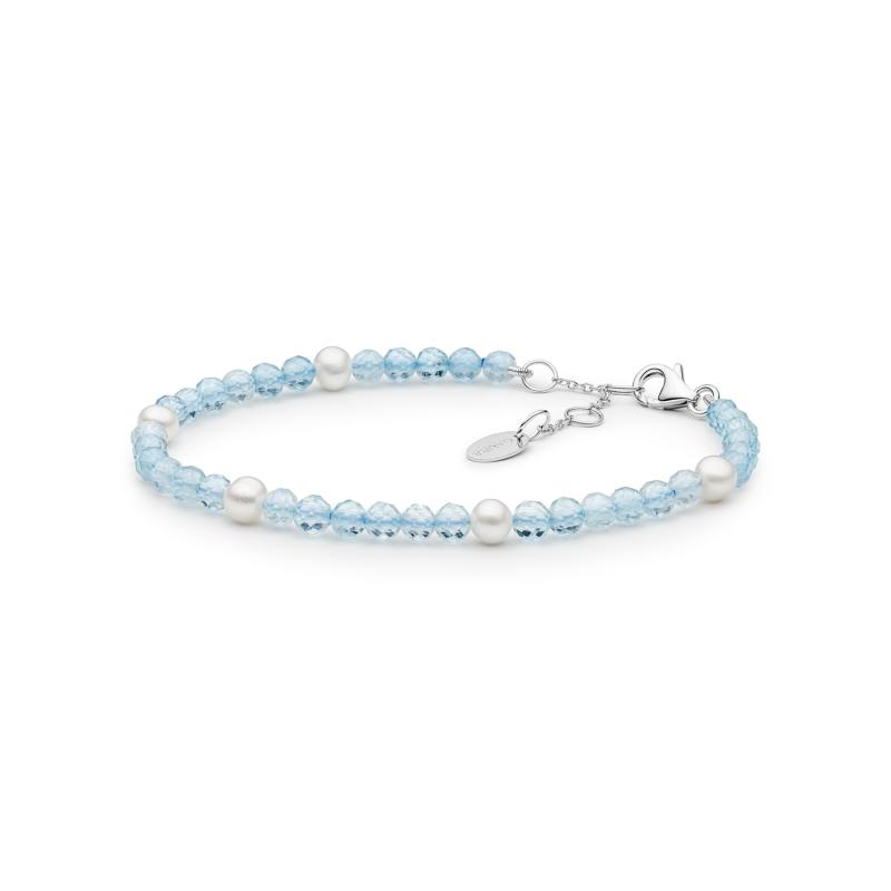 Bratara acvamarin si perle cu argint DiAmanti 232-37B-G (Argint 925‰ 0,65 g.)