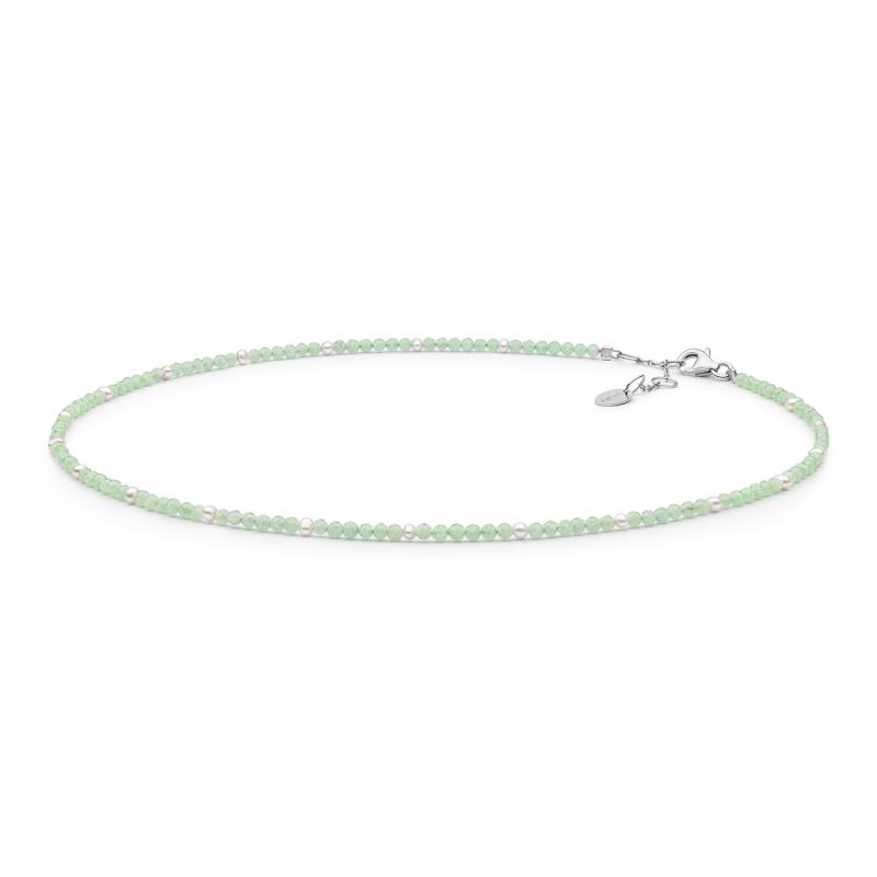Colier cu perle naturale si agat verde cu argint DiAmanti 232-41-G (Argint 925‰ 0,65 g.)