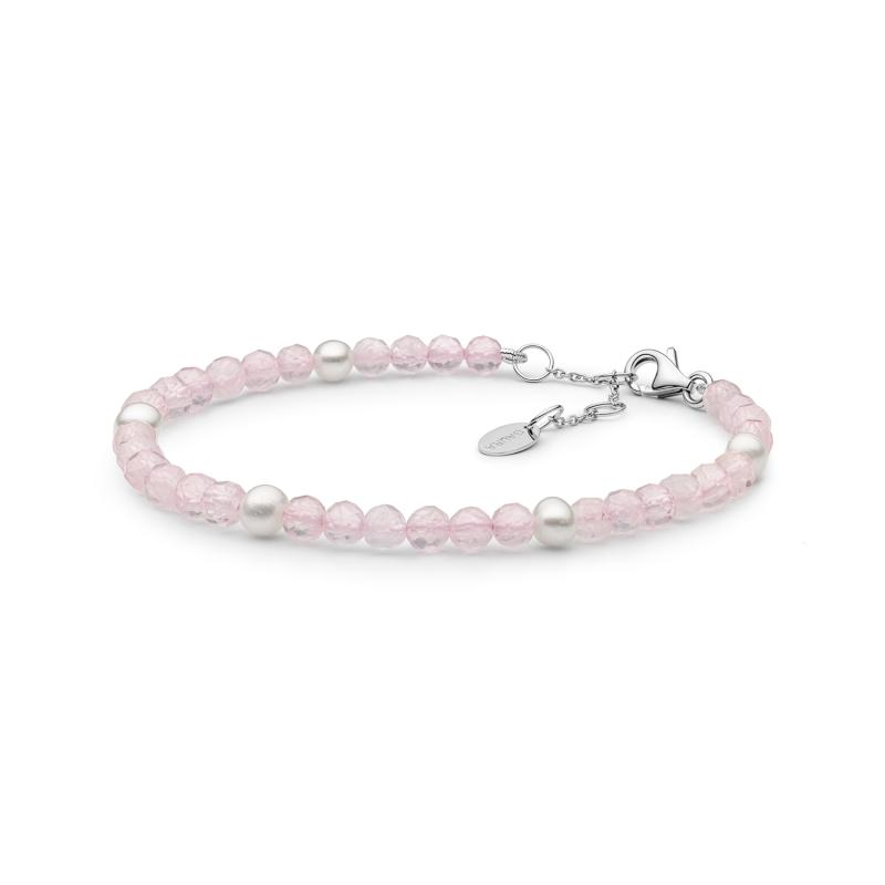 Bratara cu perle naturale si cuart roz cu argint DiAmanti 232-49B-G (Argint 925‰ 0,65 g.)