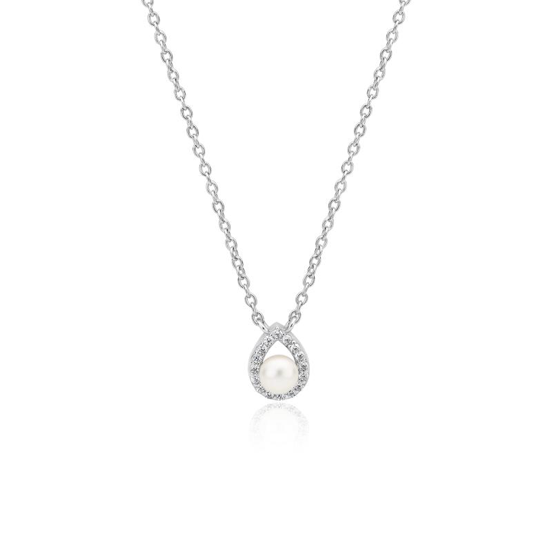 Lantisor argint cu perla naturala alba si cristale DiAmanti SK23224N_W-G (Argint 925‰ 2,3 g.)
