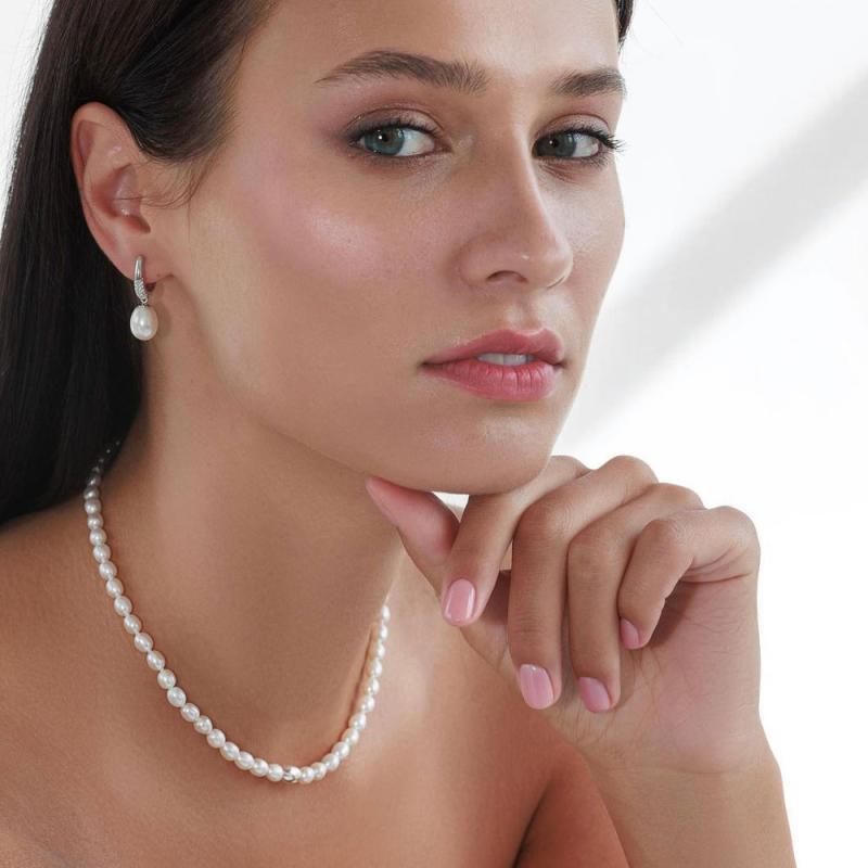 Colier cu perle naturale si argint 43 cm DiAmanti 224-88-G (Argint 925‰ 1,7 g.)