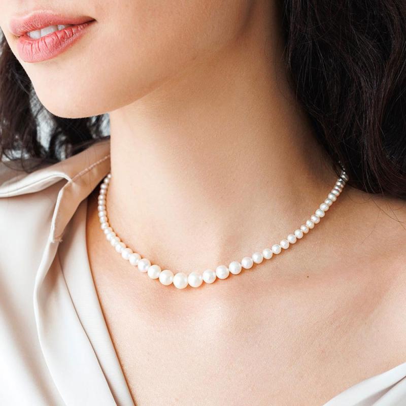 Colier perle naturale albe si argint 40 cm DiAmanti 232-47-G (Argint 925‰ 0,6 g.)