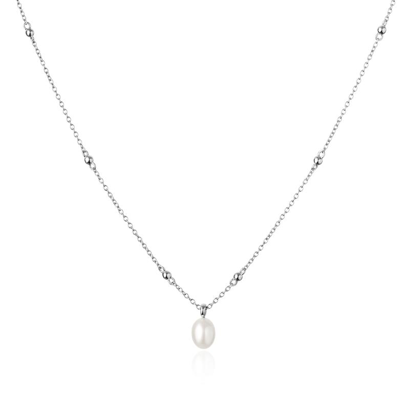 Colier argint cu perla naturala alba si bilute argint DiAmanti SK21244N_W-G (Argint 925‰ 2,5 g.)