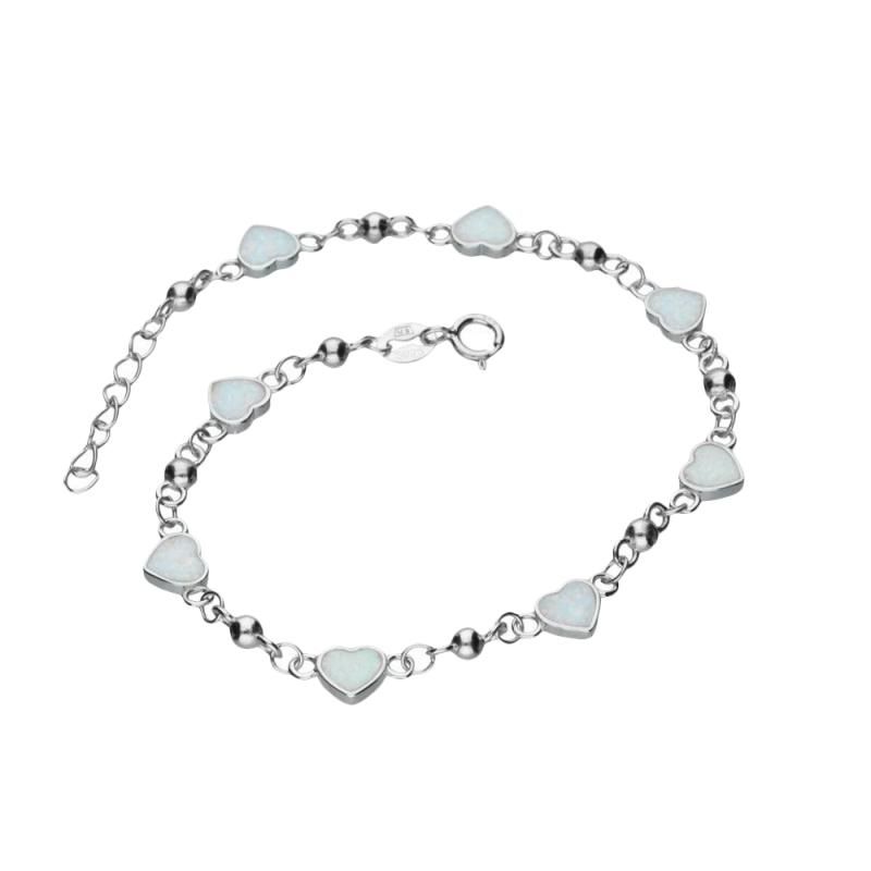 Bratara argint inimioare cu opal si bilute DiAmanti ALOPB014-AS (Argint 925‰ 4,5 g.)