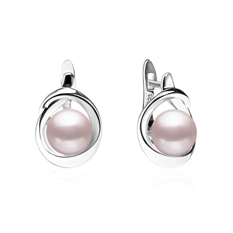 Cercei perle naturale roz nude de argint cu tortita DiAmanti SK19241EL_L-G (Argint 925‰ 3,7 g.)