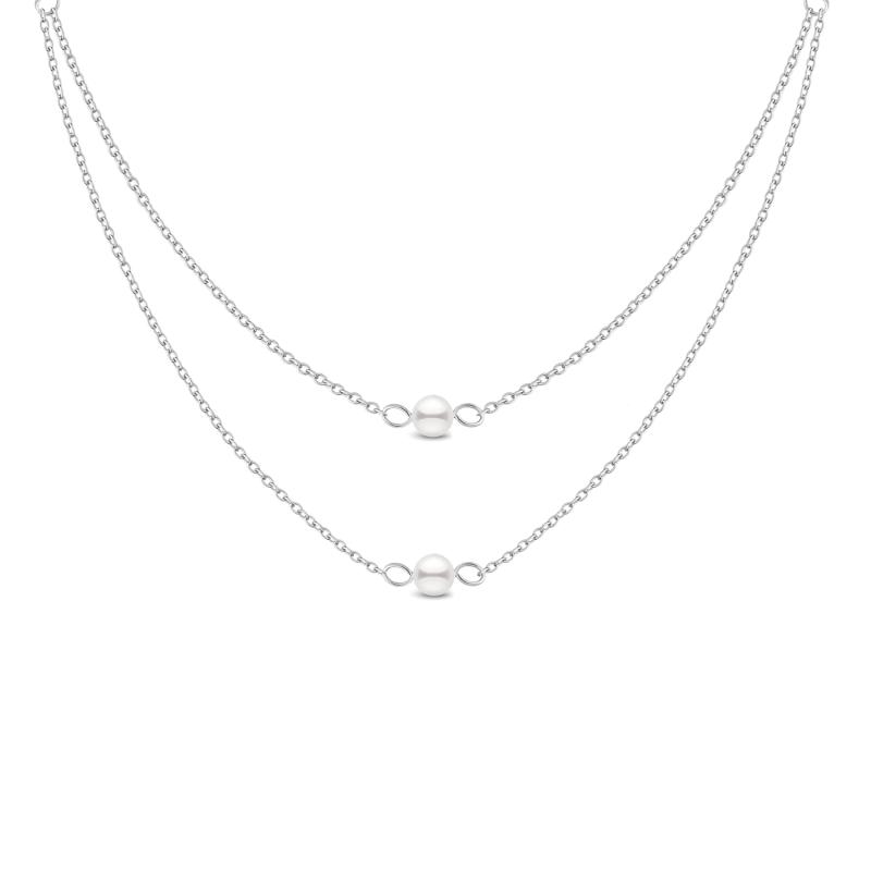 Colier dublu de argint cu perle naturale albe  DiAmanti MT10410-NR-AS (Argint 925‰ 2,2 g.)