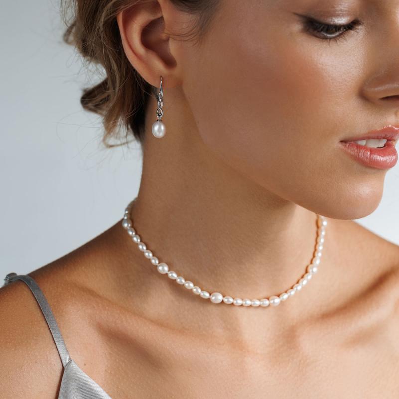 Colier perle naturale albe si argint 37-40 cm DiAmanti 234-115-G (Argint 925‰ 0,6 g.)