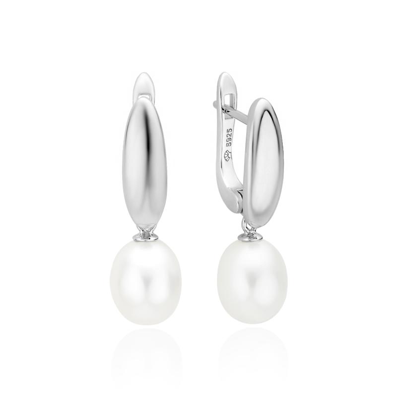 Cercei argint cu perle naturale albe si tortite DiAmanti SK23486EL_W-G (Argint 925‰ 2,9 g.)