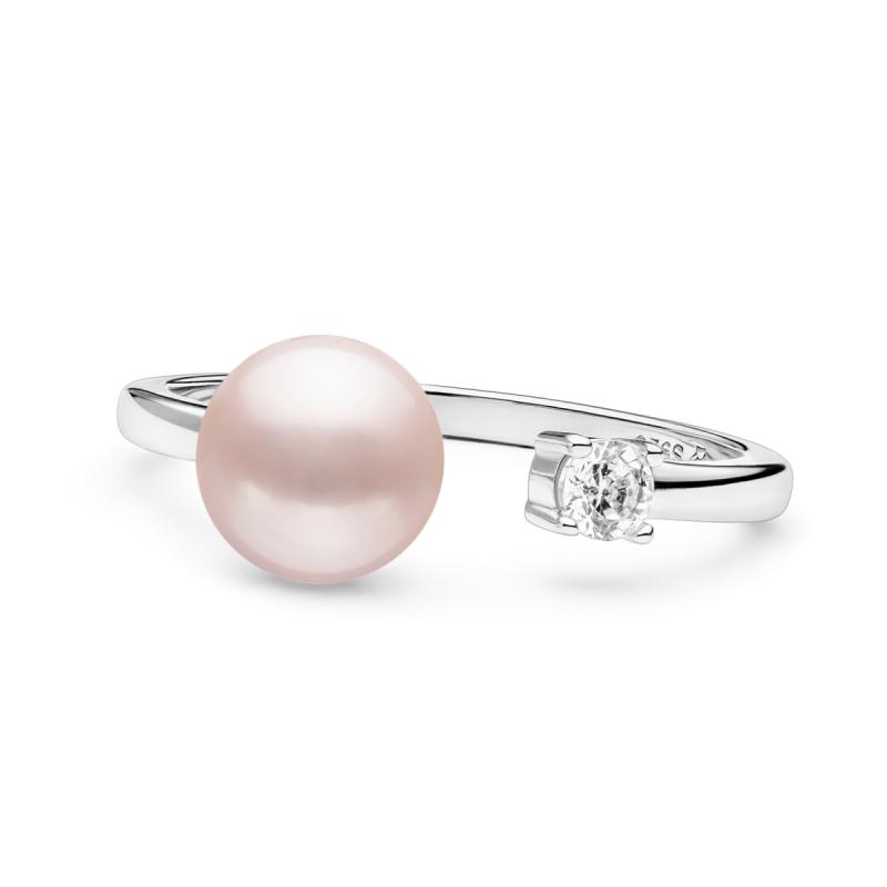 Inel cu perla naturala roz pudra din argint si cristal DiAmanti SK21479R_L-G (Argint 925‰ 1,7 g.)