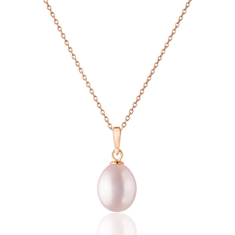 Lantisor argint placat cu aur roz cu perla naturala roz pudra DiAmanti PR-PFD19-L_Necklace-G (Argint 925‰ 1,5 g.)