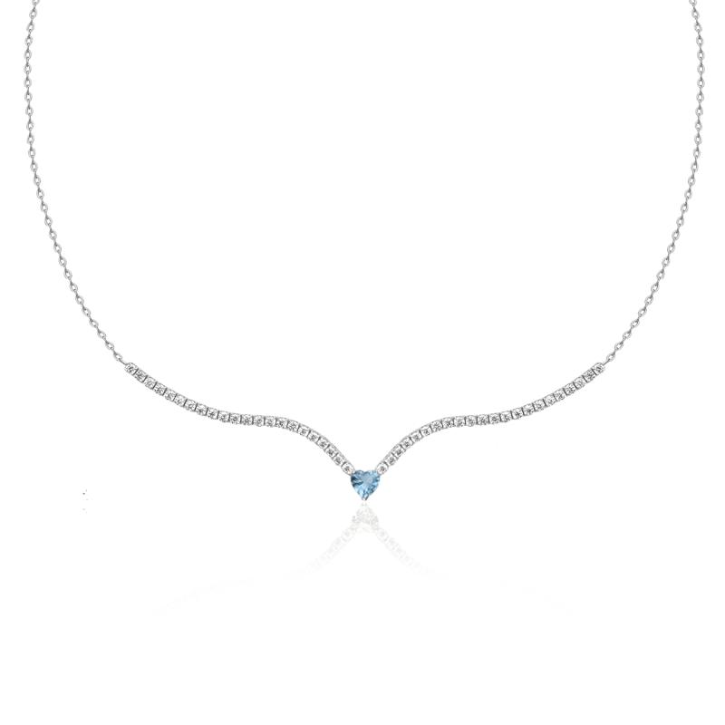 Colier tenis argint cu pietre si inima bleu DiAmanti SMT-1024A-N-AS (Argint 925‰ 3,5 g.)