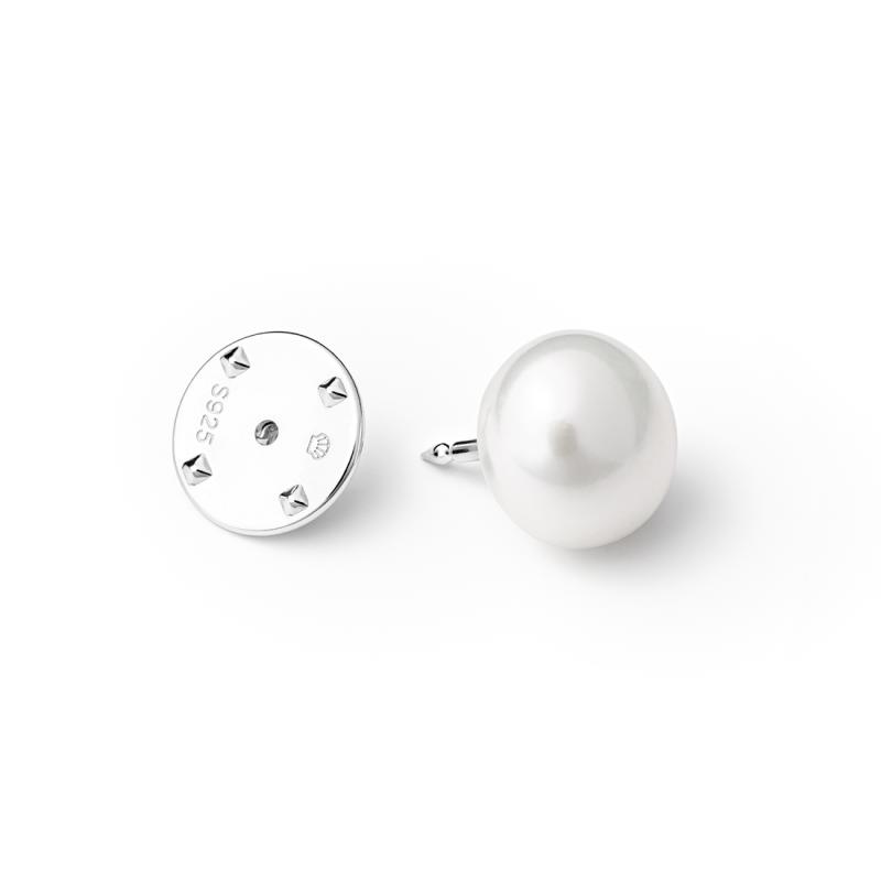 Brosa argint cu perla naturala alba 10 mm Pin DiAmanti EFB010BR_W-G (Argint 925‰ 0,6 g.)