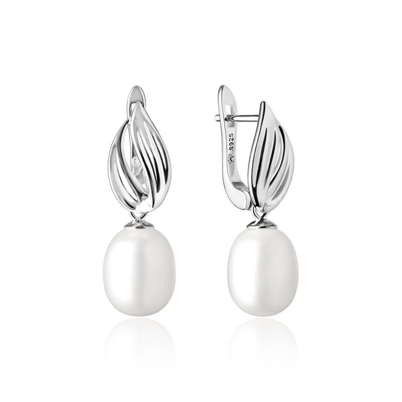 Cercei argint cu perle naturale albe si tortite DiAmanti SK21218EL_W-G (Argint 925‰ 2,9 g.)