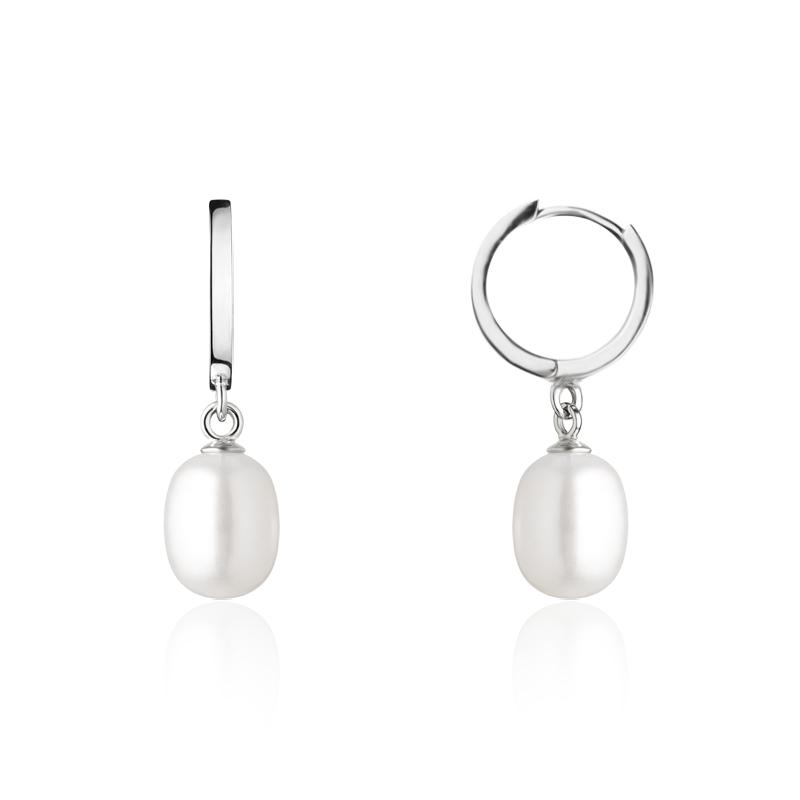 Cercei rotunzi argint cu perle naturale albe DiAmanti E18961+1-AS (Argint 925‰ 1 g.)