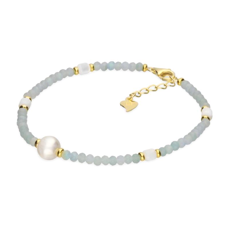 Bratara argint placat cu aur galben cu cristale bleu si perla si DiAmanti CN082BY-AS (Argint 925‰ 0,7 g.)