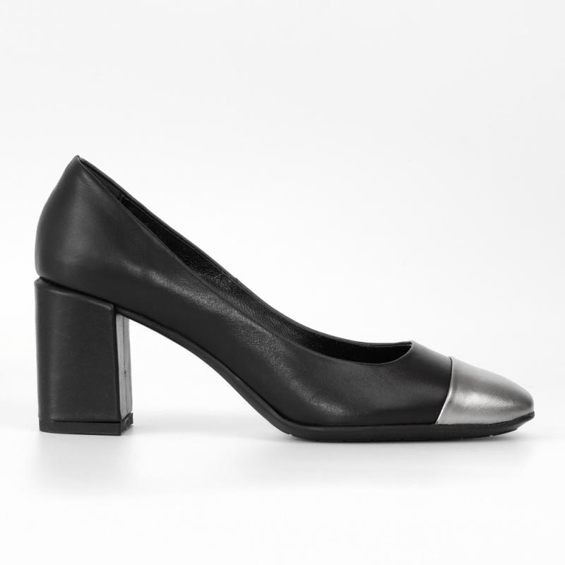 Pantofi office dama The Flexx din piele naturala Cordelia negru cu varf argintiu