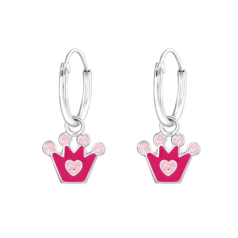 Cercei din argint pentru copii, model coroana roz DiAmanti DIA36983