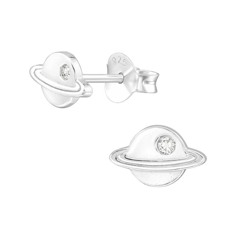 Cercei din argint in forma de planeta Saturn cu zirconii model DiAmanti DIA40106 (Argint 925‰ 0,7 g.)