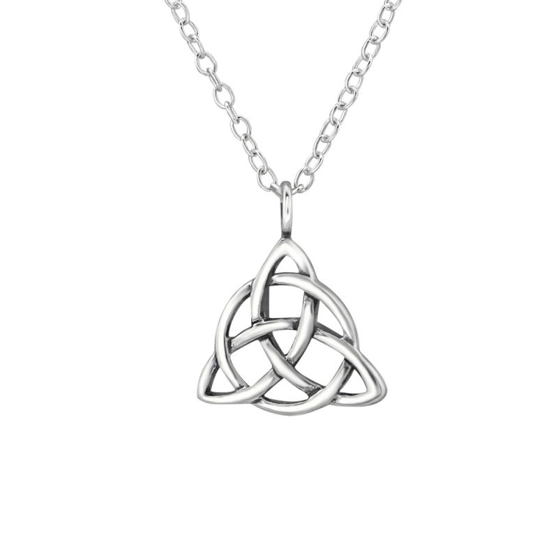 Lantisor din argint cu pandantiv nod celtic triunghi model DiAmanti DIA30867