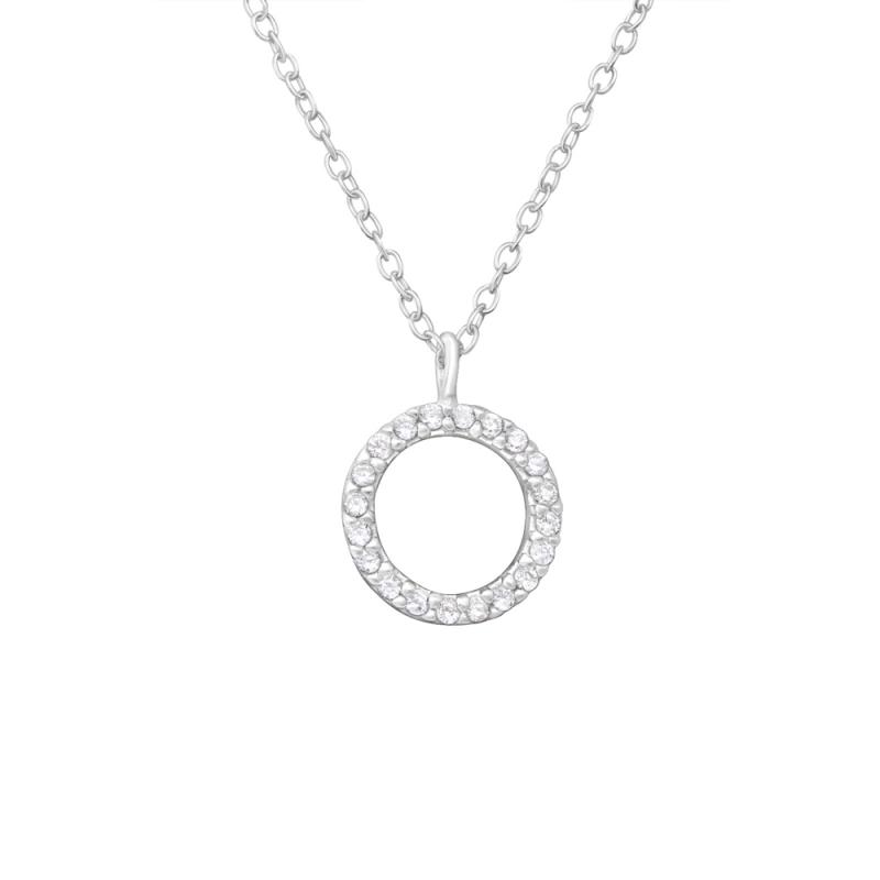 Lantisor din argint cu pandantiv in forma de cerc cu zirconii model DiAmanti DIA36358 (Argint 925‰ 1,3 g.)
