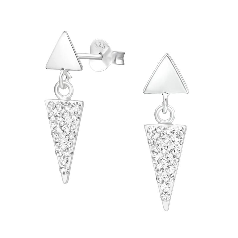 Cercei din argint in forma de triunghi cu cristale model DiAmanti DIA37024
