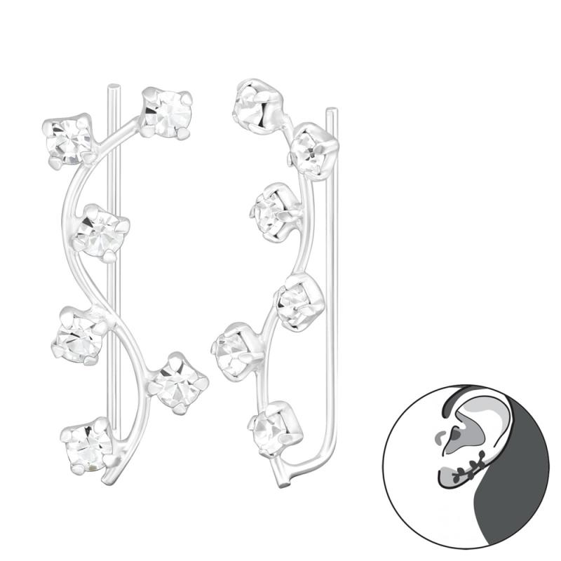 Cercei ear cuffs din argint model ramura cu cristale DiAmanti DIA37405
