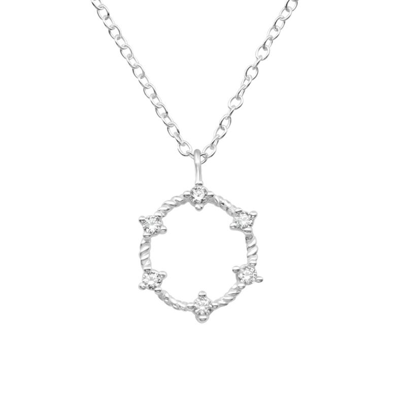 Lantisor din argint cu pandantiv in forma de cerc cu zirconii model DiAmanti DIA39784 (Argint 925‰ 1,5 g.)