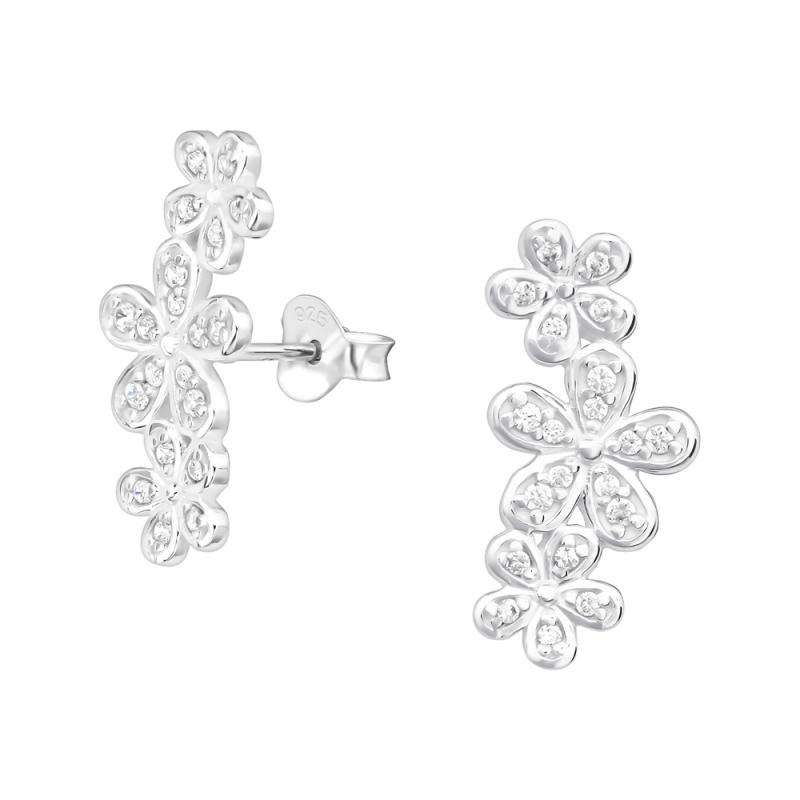 Cercei din argint in forma de flori cu zirconii model DiAmanti DIA36779 (Argint 925‰ 1,75 g.)