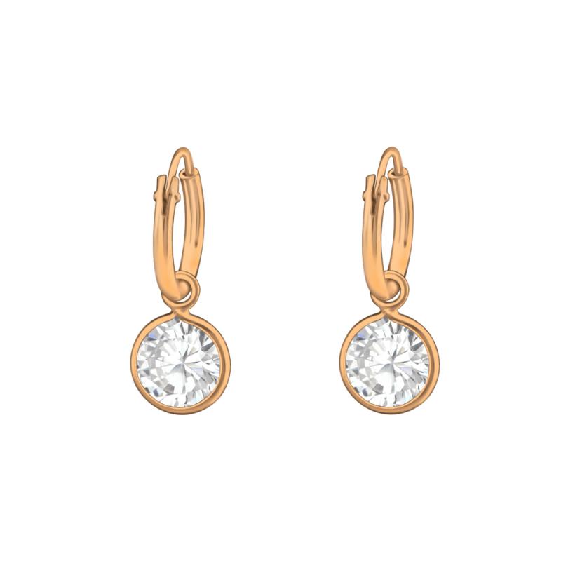 Cercei rotunzi din argint placat cu aur roz model DiAmanti DIA37124 (Argint 925‰ 0,45 g.)