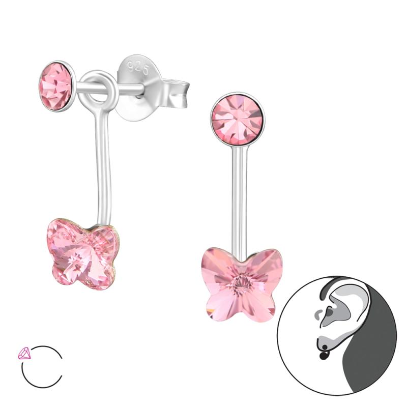 Cercei din argint fluture cu cristale Swarovski Light Rose model DiAmanti DIA37894 (Argint 925‰ 0,85 g.)